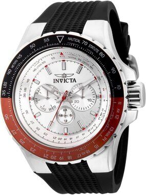Men Silver Black Rubber Band Aviator Analog Quartz Swimming Luminous Round Watch